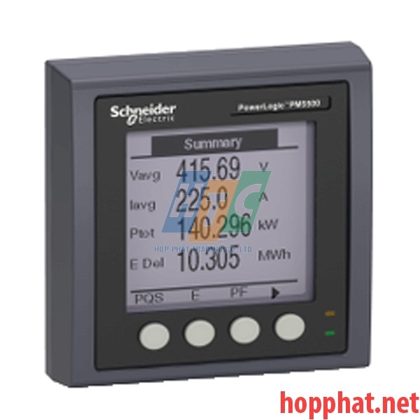 Đồng hồ 8 biểu giá PM5000, độ chính xác 0,2%, đo sóng hài - 63 bậc, modbus TCP/IP - METSEPM5563RD